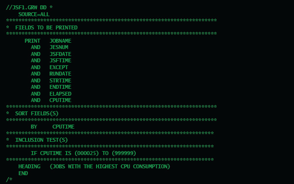 JSF Job and Syslog GRW control statements