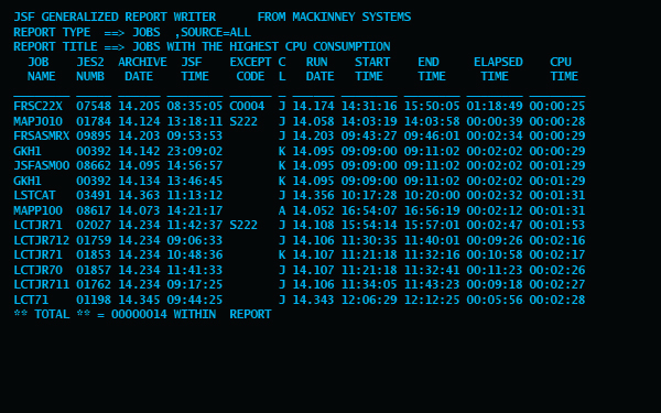 JSF Job and Syslog report