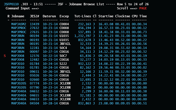 JSF jobname browse