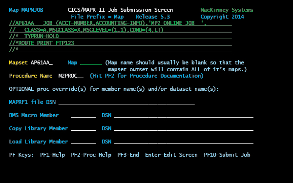 CICS/MAPR II job submission