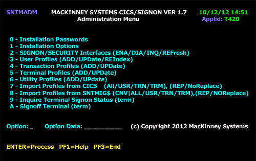 CICS/SignOn screen