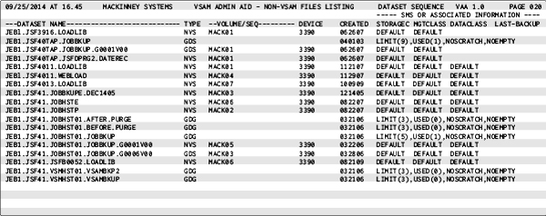 VSAM AdminAid CLR3 report